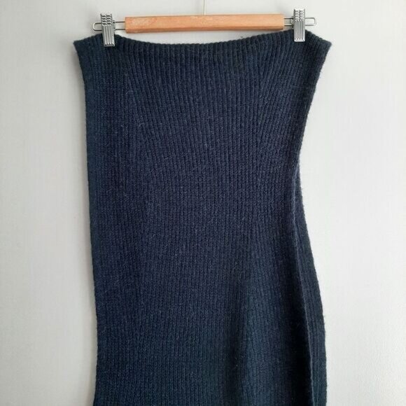 NOTE DI ANITA Wool Cashmere Blend Knit Chunky Large Scarf Wrap Navy Blue - Picture 6 of 10